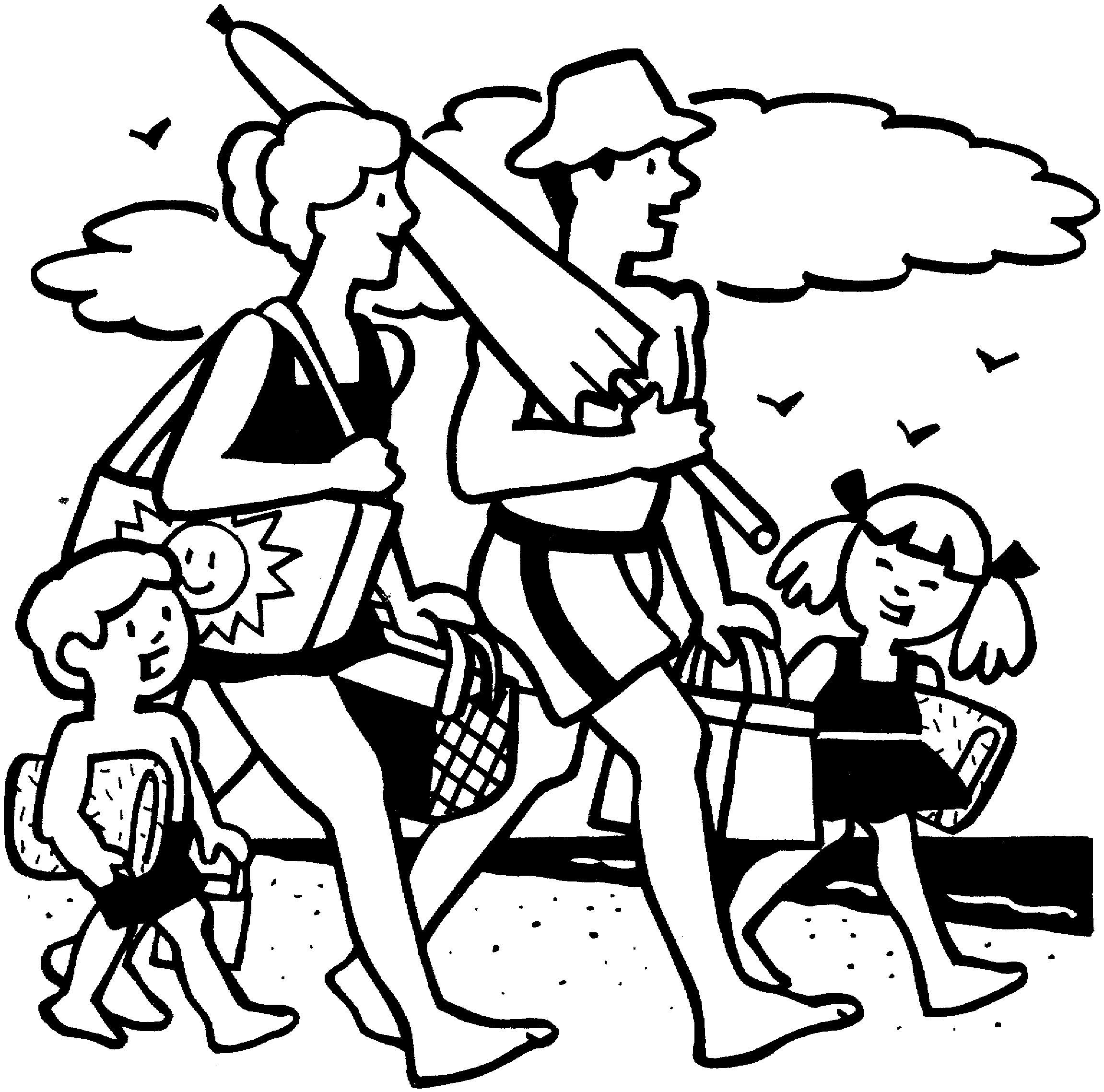 Independence Day Picnic With Family Coloring Online | Super Coloring