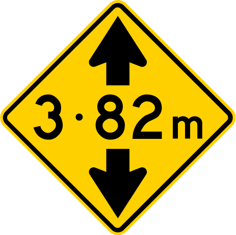Road width or height low overhead clearance advance warning sign ...