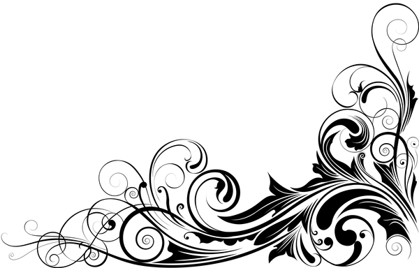 Black floral corner ornaments vector - Vector Floral, Vector ...
