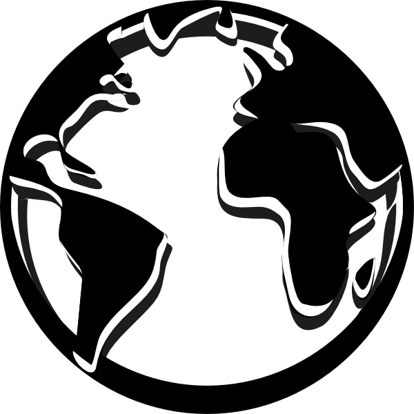 Black and white globe clipart