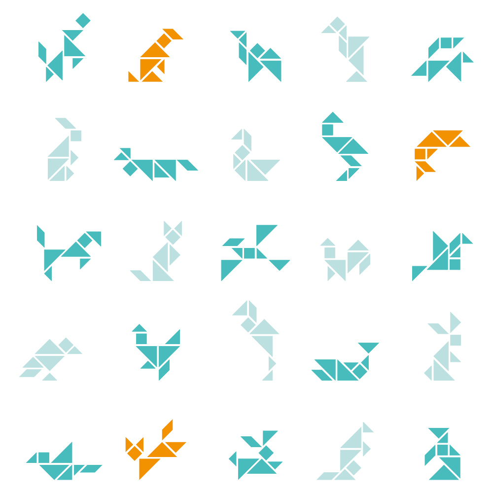 Floating frame inspiration: Tangram rabbit - Origami Zoo
