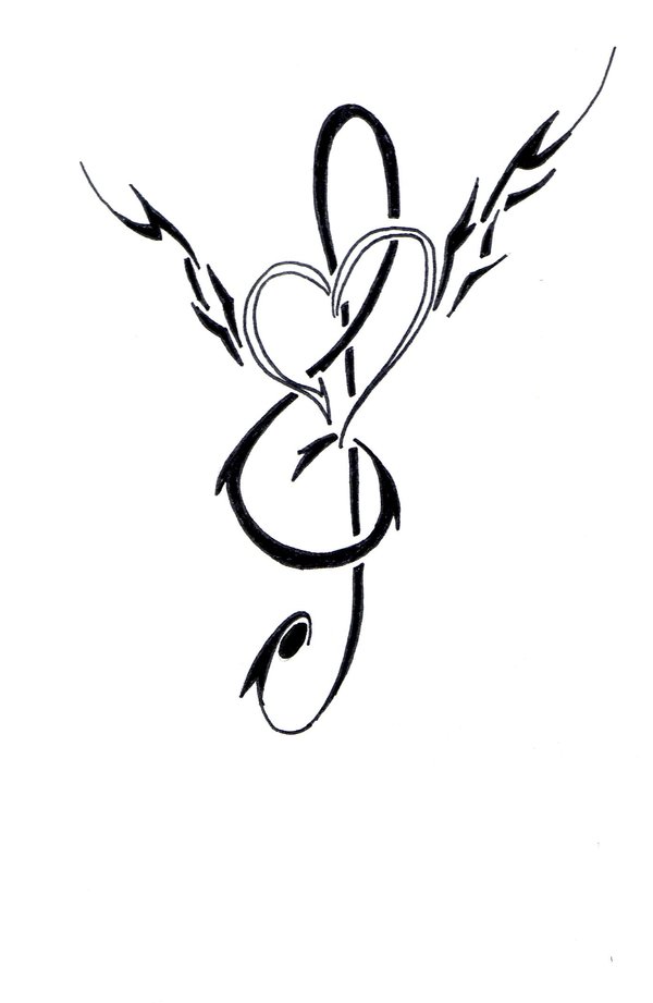 Cool Music Heart Tattoos Drawings - ClipArt Best