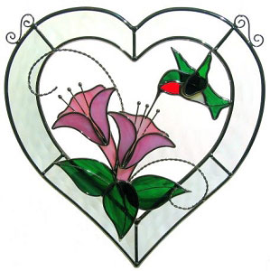 Pre-Cut Hummingbird Bevel Heart Kit - Ring Kits - Delphi Glass