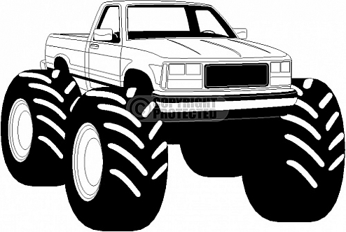 Monster Truck Black And White Clipart