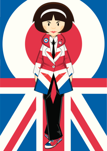 Mod Girl On Union Jack Clip Art, Vector Images & Illustrations ...