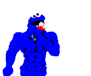 Buff cookie monster eating small person (drawing by Red Kettle ...