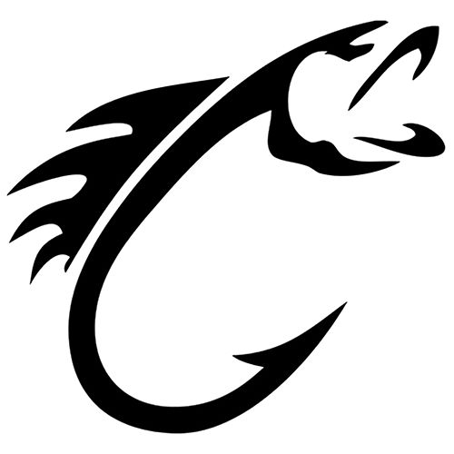 Fish hook clipart black and white