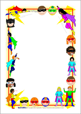 Superhero A4 page borders (SB2196) - SparkleBox