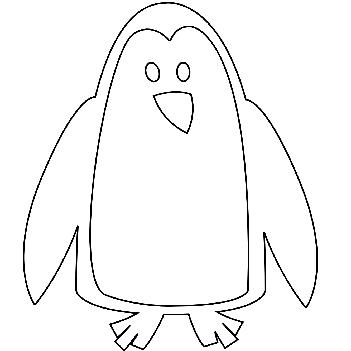 Clip Art: Colorful Animal Penguin Black White ...