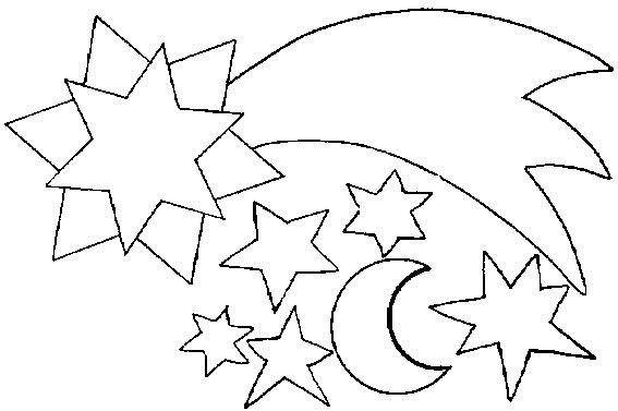 Shooting star, stars and moon