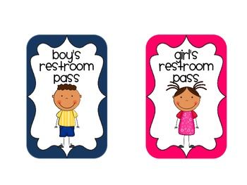 Restroom Pass | Desk Tags, Hall ...