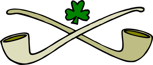 Crossed pipes and a shamrock vector clip art | Public domain vectors