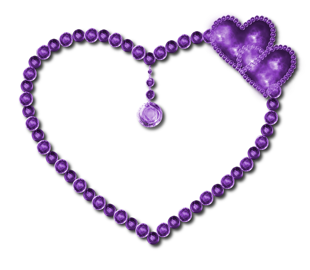 Purple heart and red heart outline clipart