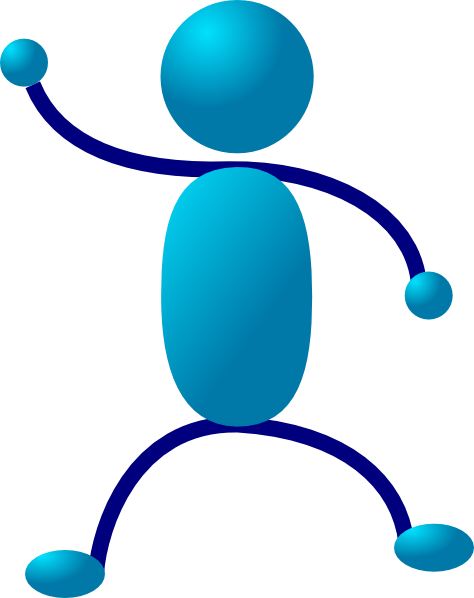 Waving Blue Stick Man Clip Art - vector clip art ...
