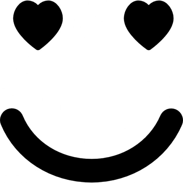 Emoticon in love face with heart shaped eyes in square outline ...