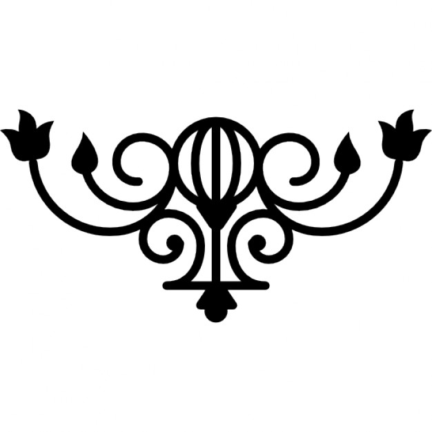 Flower bud design with vines and leaves silhouette Icons | Free ...
