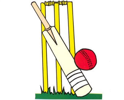 Cricket bat and ball clipart
