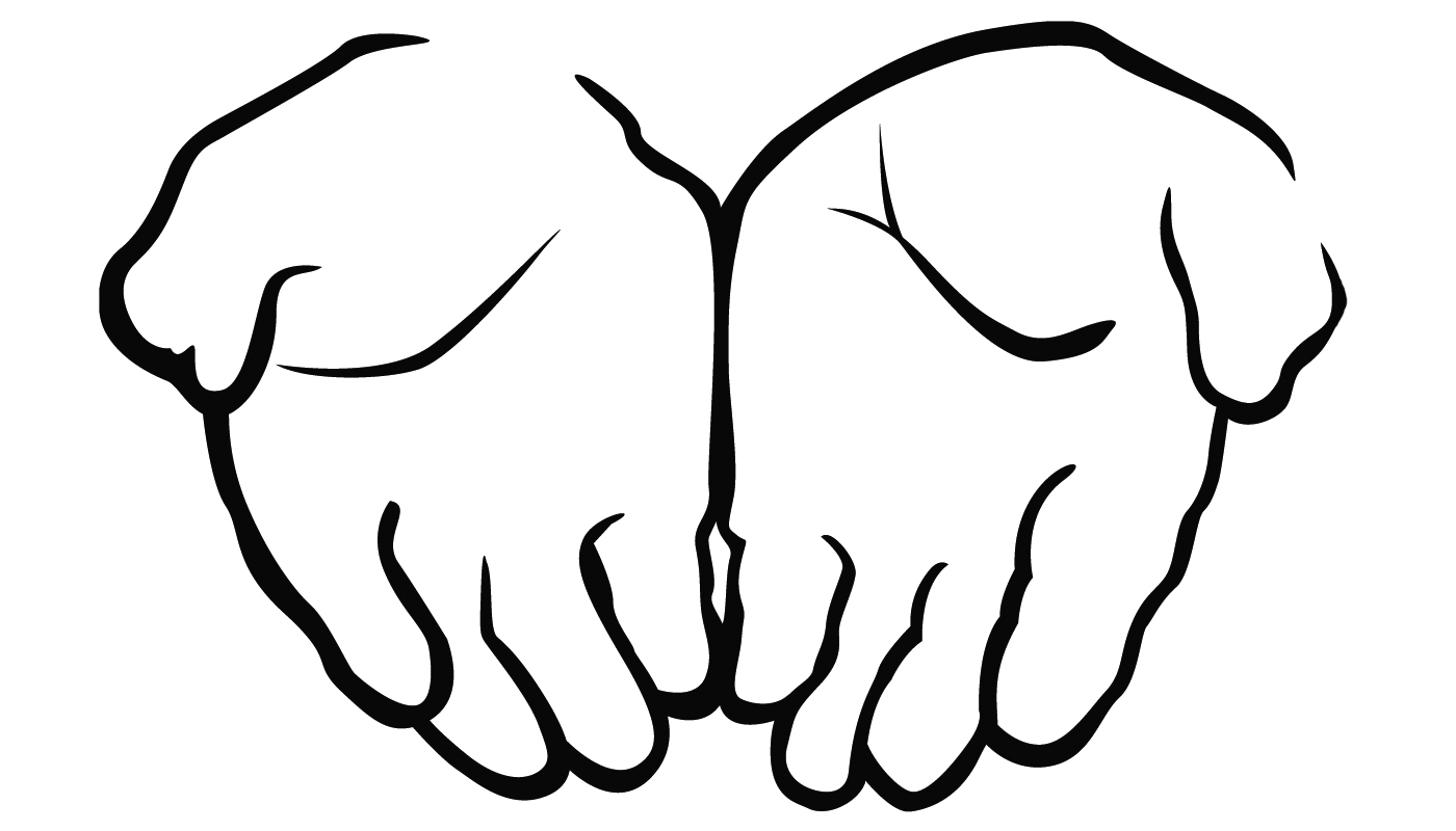 Open hand clipart black and white