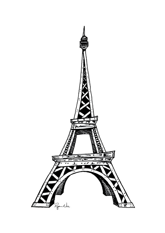Eiffel Tower | An ink on paper caricature of the Eiffel Towe ...