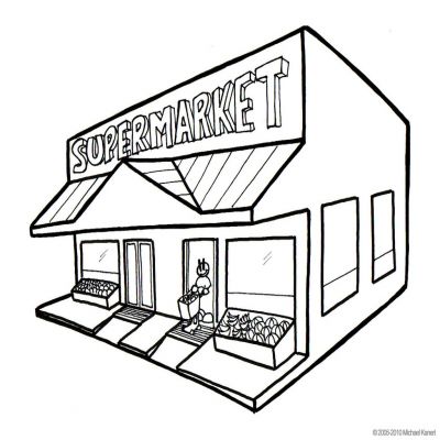 Supermarket building clipart black and white - ClipartFox