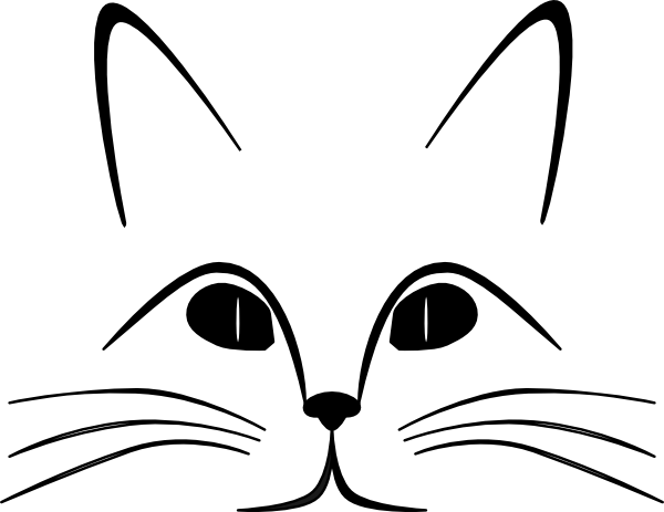 Free black and white clipart of cats nose mouth whiskers and eyes ...
