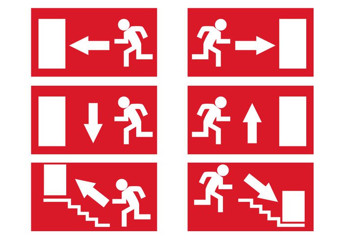 Free Emergency Exit Signs Vector - Download Free Vector Art, Stock ...