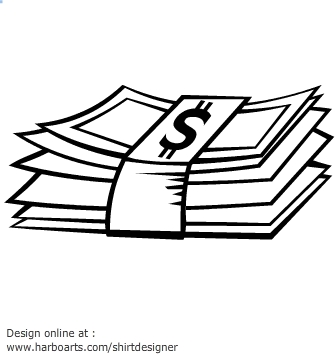 Pile of money clipart black and white