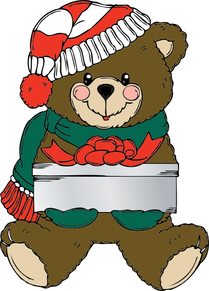 Christmas Bear Wih Present clip art Free Vector