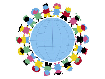 Children Holding Hands Around Globe Prints - by AllPosters.