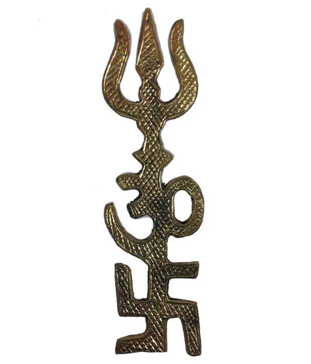 38% OFF on Brass Tri Shakti Yantra (swastik Om Trishul Symbol ...