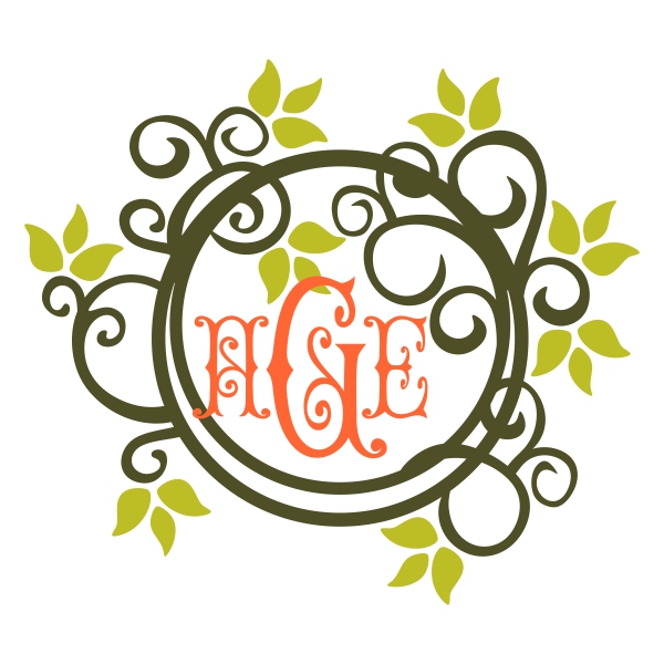 Circle Vine Monogram Cuttable Frame