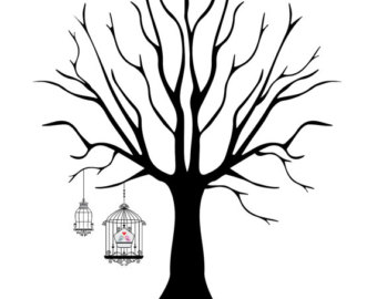 Canvas Wedding Tree Guest Book Hand Drawn by WedCraftAccessories