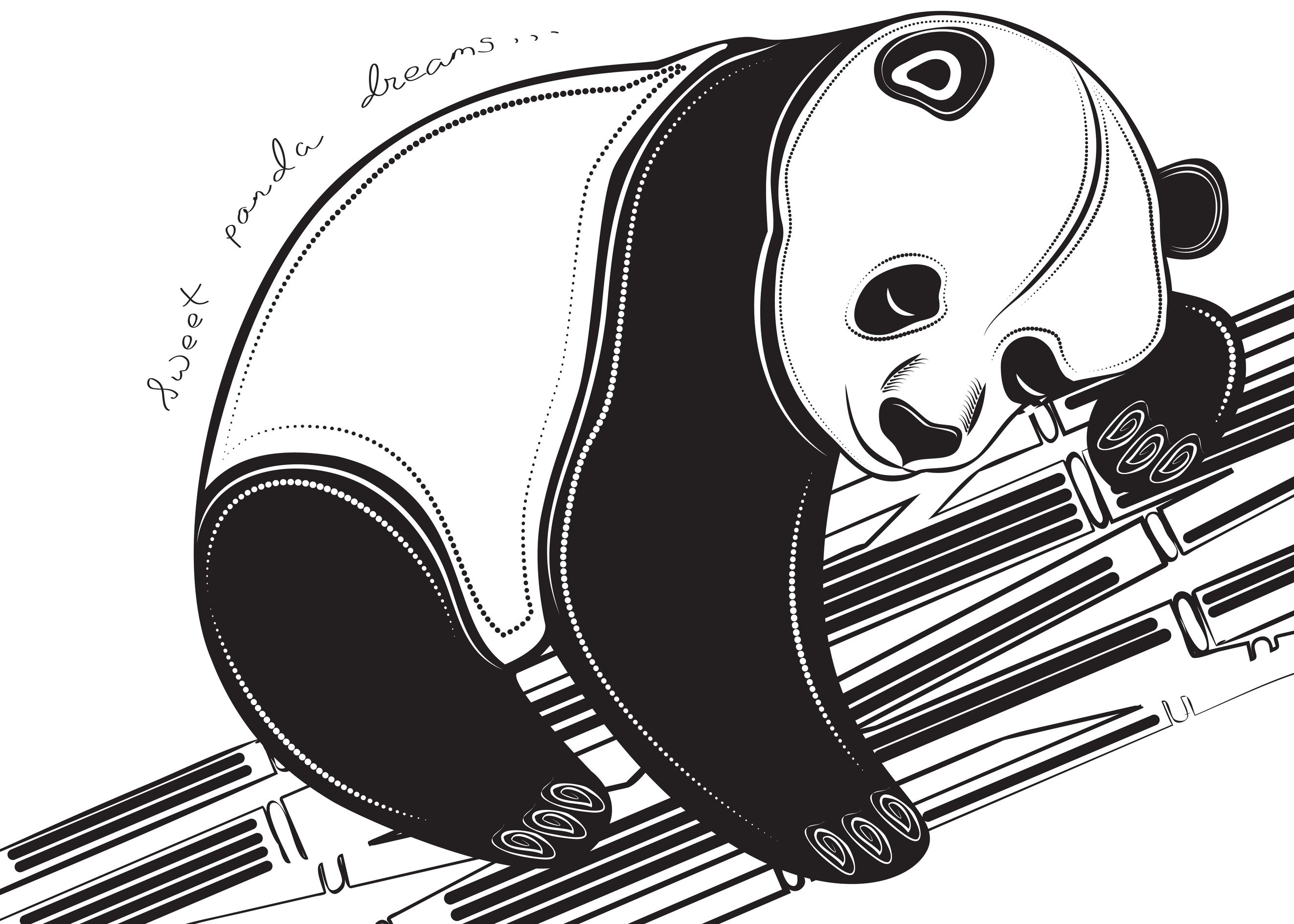 Bamboo Panda Bear Tattoo Set