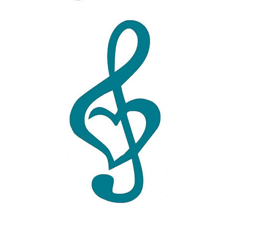 Items similar to Treble Clef Heart Car Decal, Computer Decal ...