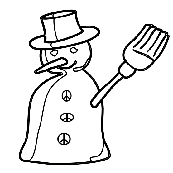 Clip Art: snowman holiday black white peace ...