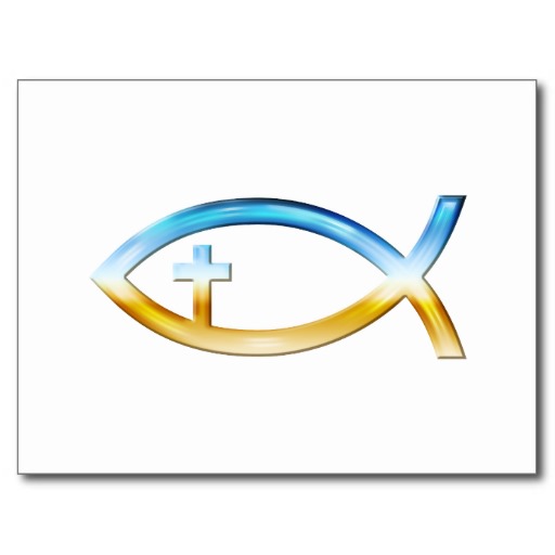 Christian Fish Symbol with Crucifix - Sky & Ground Postcard from ...
