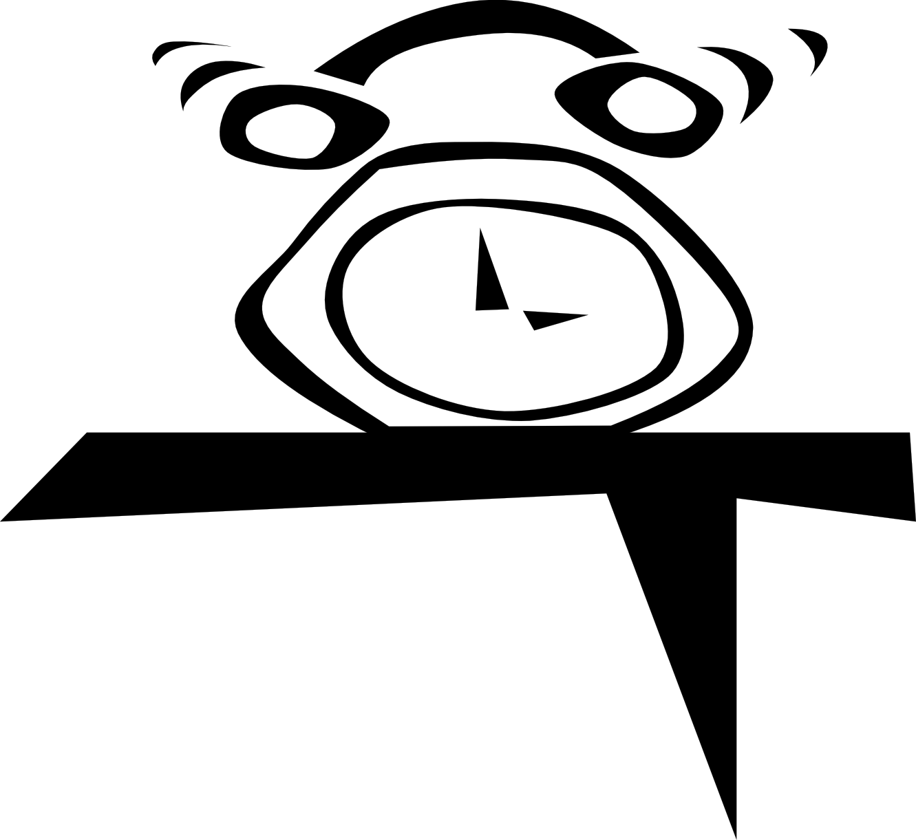 alarm clock simple black white line art coloring ...