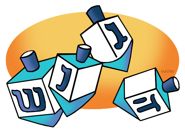 Free Hanukkah Clip Art by Phillip Martin, Dreidels