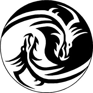 2x YIN YANG DRAGON Symbols - VINYL STICKER DECAL