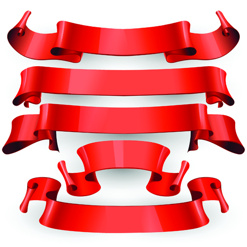 Red ribbon banners set vector 03 - Vector Banner, Vector Ribbon ...
