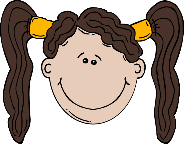 cartoon girl with short brown hair