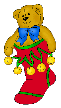 Christmas Clip Art - Teddy Bears in Christmas Stockings
