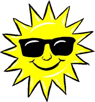 Bright yellow sun motif with shades.