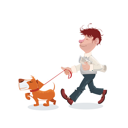 Drawing Of The Dog Walking Clip Art, Vector Images & Illustrations ...