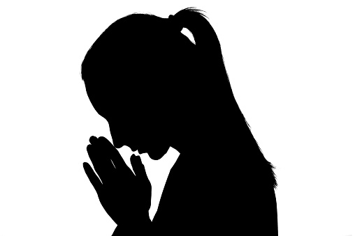 Woman Praying Silhouette Clipart