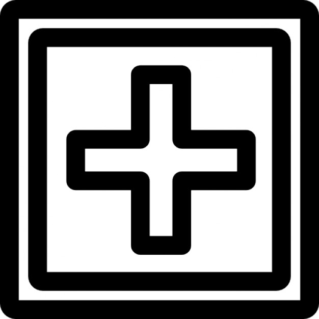 Add button sign of a plus symbol inside a double square shape ...
