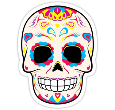 Sugar Skull Pink and Yellow ~ Sticker" Stickers by hmx23 | Redbubble