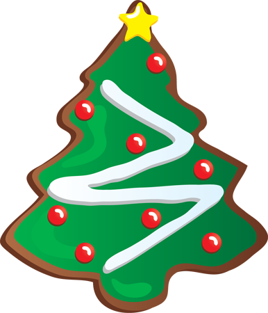 Clip Art of a Christmas Tree Cookie