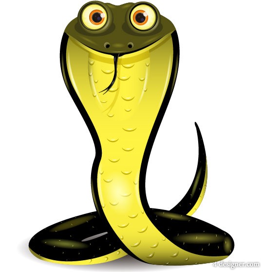 4-Designer | Hand painted cartoon snake 02 vector material
