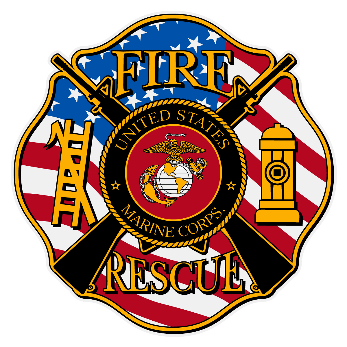 Marine Fire Rescue Maltese Cross Decal - The Emergency Mall